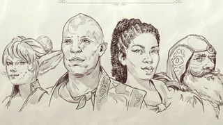 Avowed companions sketched in lineart